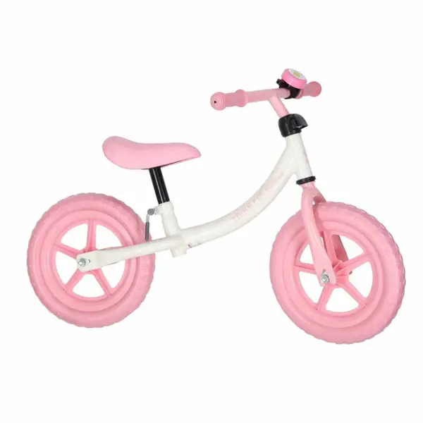 Bicicleta fara pedale pentru copii Trike Fix Balance pink, cadru otel, cu sonerie, saua ergonomica, sezutul si ghidonul reglabile, roti din spuma EVA, sarcina maxima 30 kg