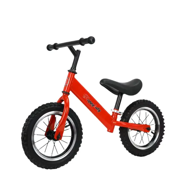 Bicicleta fara pedale, Rosie, Antrenament echilbru pentru copii intre 2 ani si 5 ani, Roti din cauciuc 12 inch gonflabile, Jante din aliaj aluminiu