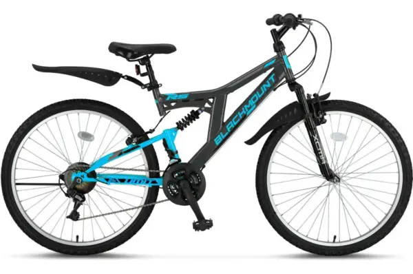 Bicicleta MTB Umit BLACKMOUNT, Full Suspension,V , 21 viteze, roata 26 , cadru otel,antracit albastru