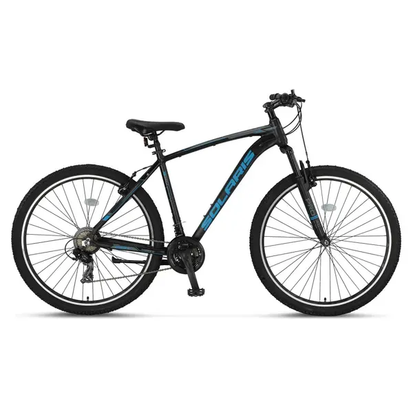 Bicicleta MTB Umit Solaris, 21 viteze, culoare negru albastru, roata 27.5 , cadru din aluminiu, V-brake