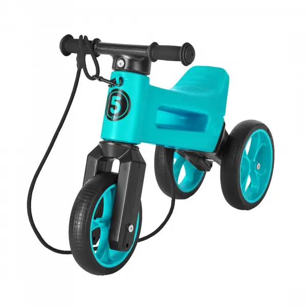 Bicicleta pentru copii Funny Wheels Rider SuperSport AquaAqua 2 in 1 fara pedale, 18+ luni, pneuri si manere de cauciuc, 2 nivele de reglaj pe inaltime, greutate admisa 25 kg