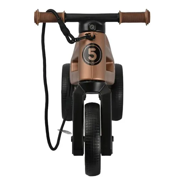 Bicicleta pentru copii Funny Wheels Rider SuperSport Copper 2 in 1 fara pedale, 18+ luni, pneuri si manere de cauciuc, 2 nivele de reglaj pe inaltime, greutate admisa 25 kg