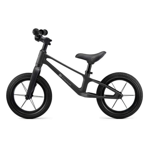 Bicicleta pentru copii Kinderkraft Eter Black fara pedale, roti 12 inch, scaun ergonomic reglabil, greutate admisa 35 kg