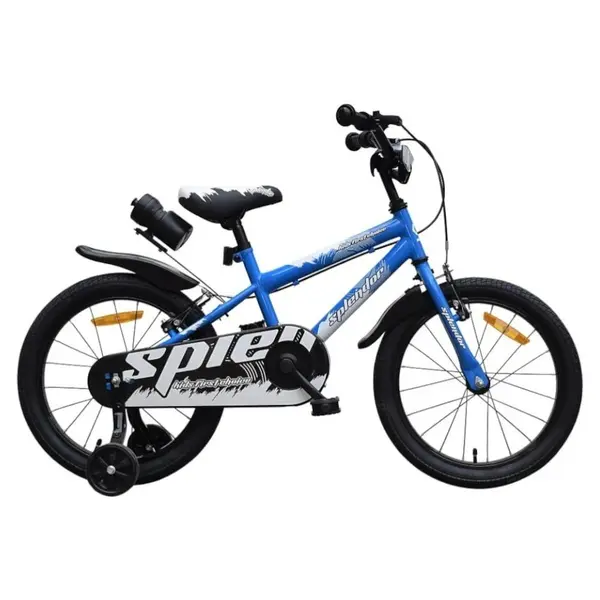 Bicicleta pentru copii Novokids SplendOr Boom PRO Edition Albastru Cu bidon pentru apa, Roti 14 inch, Greutate admisa 50 kg, Cadru din otel, Roti ajutatoare detasabile, Ghidon reglabil pe inaltime