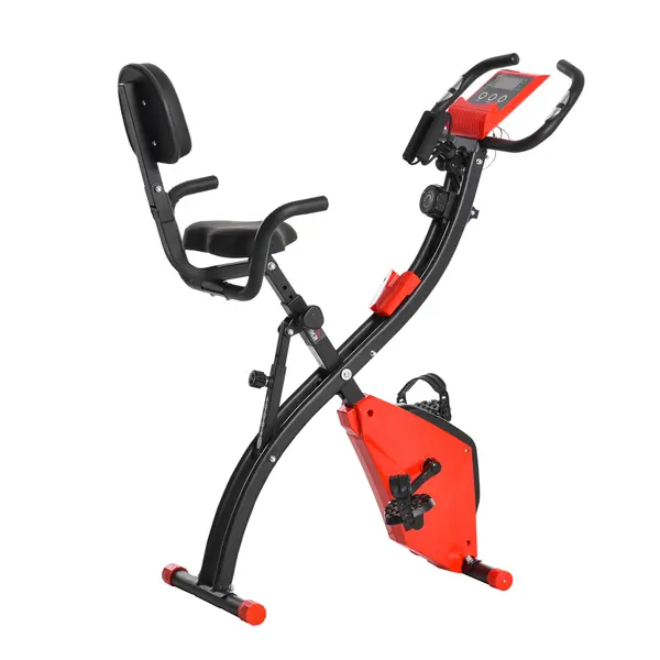 Bicicleta Pliabila HOMCOM 2 in 1, Rezistenta Reglabila pe 8 Nivele, Ecran LCD, 97x51x115cm, Rosu | Aosom Romania