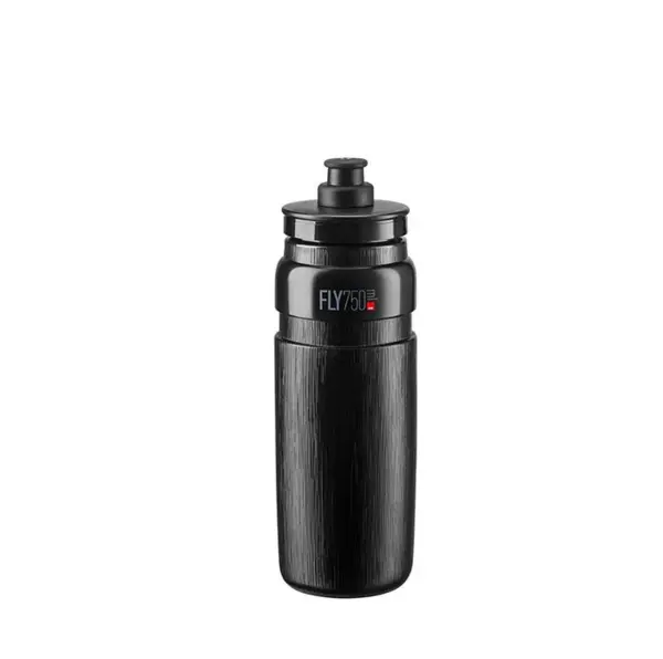 Bidon apa Elite Fly Tex, 750ml, negru cu logo gri
