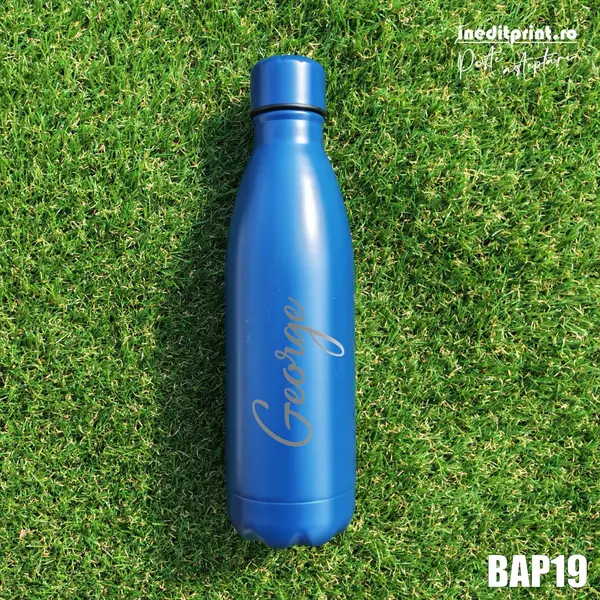 Bidon Termos personalizat cu nume BAP19 Bidon albastru
