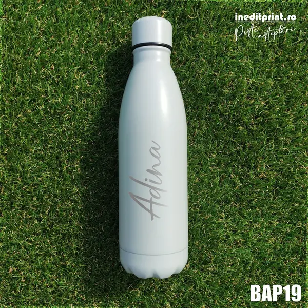 Bidon Termos personalizat cu nume BAP19 Bidon gri