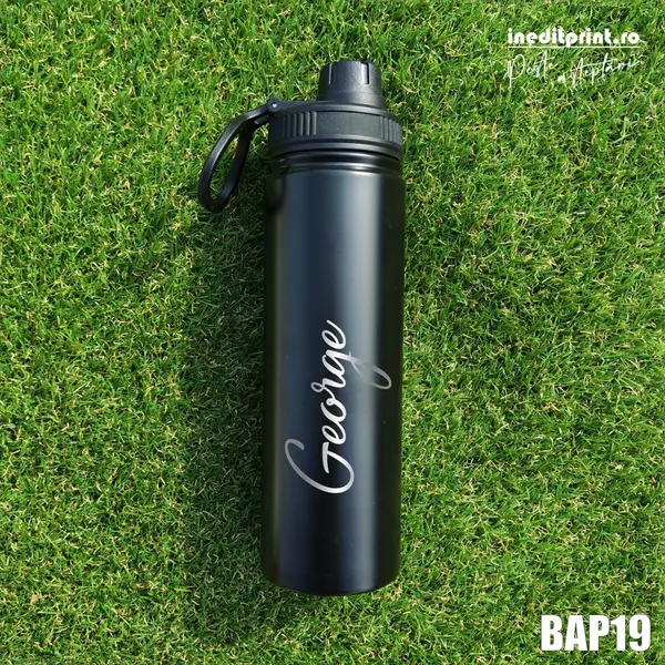 Bidon Termos personalizat cu nume BAP19 Termos negru