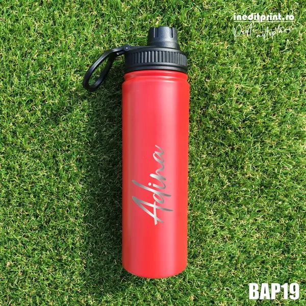 Bidon Termos personalizat cu nume BAP19 Termos rosu