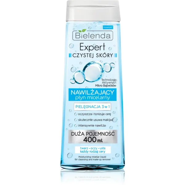 Bielenda Expert Pure Skin Moisturizing apa pentru curatare cu particule micele 3 in 1 400 ml