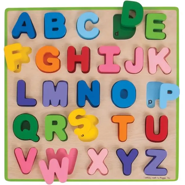Bigjigs Puzzle colorat din lemn - Alfabetul englezesc