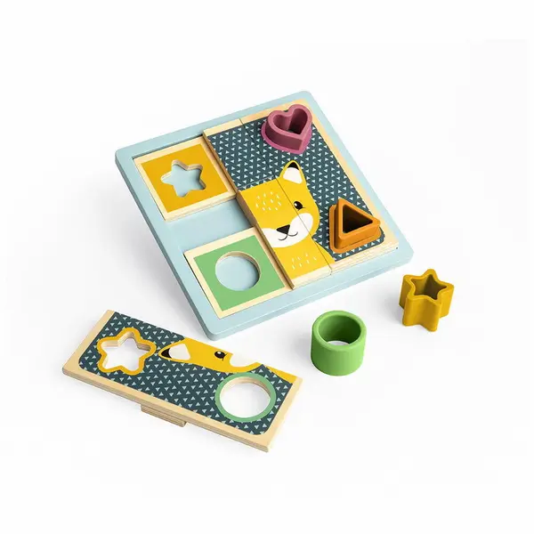 BigJigs Toys Puzzle cu sortator forme - Animalute