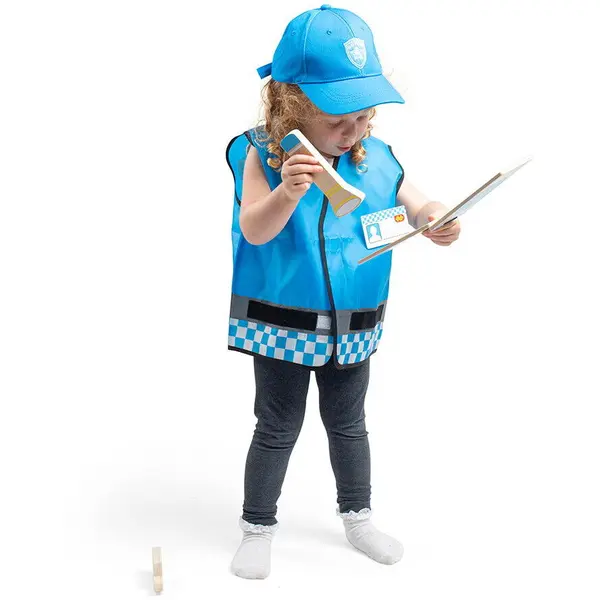 BigJigs Toys Set costum si accesorii politist pentru copii