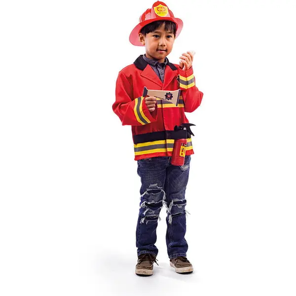 BigJigs Toys Set costum si accesorii pompier pentru copii