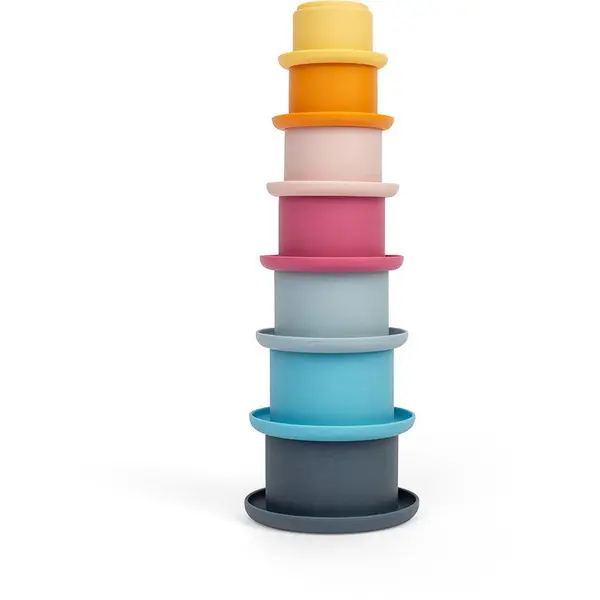 BigJigs Toys Set Jucarii BigJigs Toys Set cupe de stivuit din silicon, Multicolor, 7 cupe