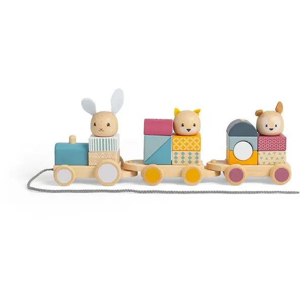 BigJigs Toys Trenulet cu forme - Animalute vesele