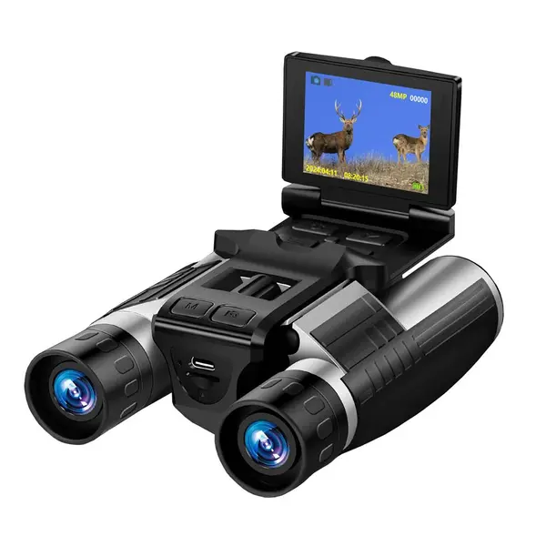Binoclu Digital Profesional, 2.5 K UHD, zoom digital 8X, zoom optic 12x, ecran LCD 2.4 inch, acumulator 3.7V 1000 mAh, rezolutie foto 48M, negru