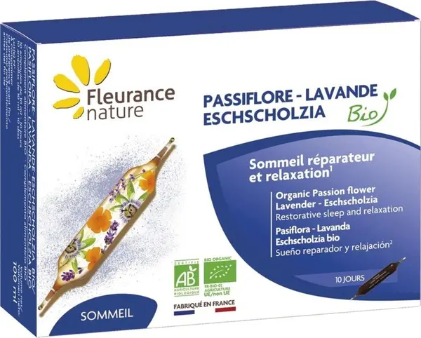 Bio pasiflora, lavandă și escholție, 10 ampule, Fleurance Nature