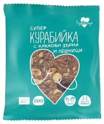 Bio super fursec cu boabe de cacao și alune, 60 g, Kurabijnica