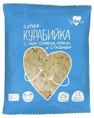 Bio super fursec cu chia, cocos și stafide, 60 g, Kurabiinitsa