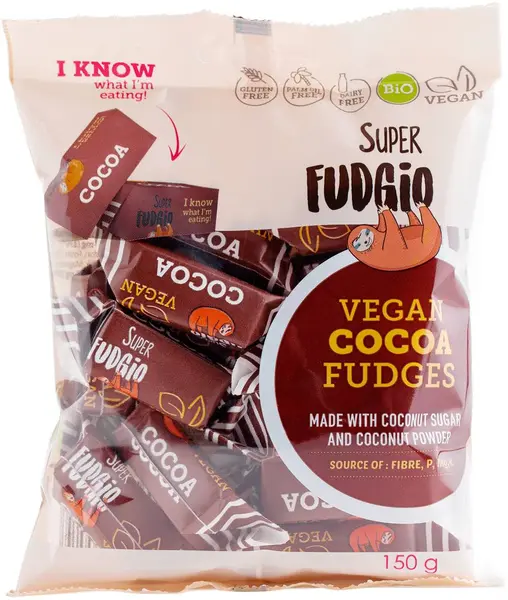 Bio vegan fără gluten fudge, cacao, 150 g, Super Fudgio