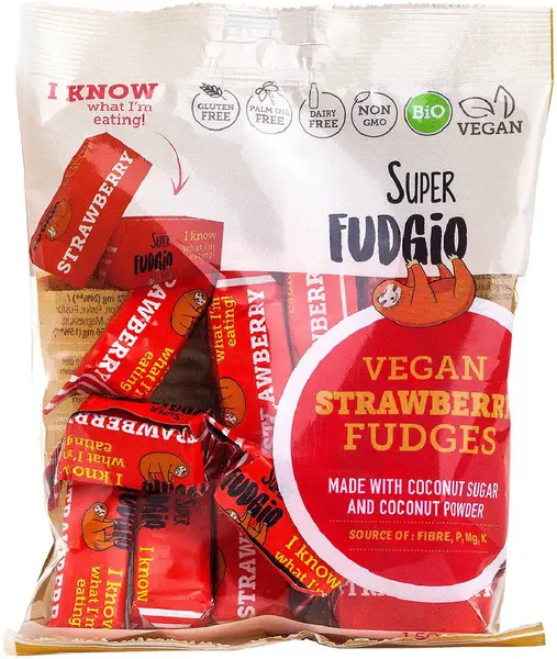 Bio vegan fără gluten fudge, căpșuni, 150 g, Super Fudgio