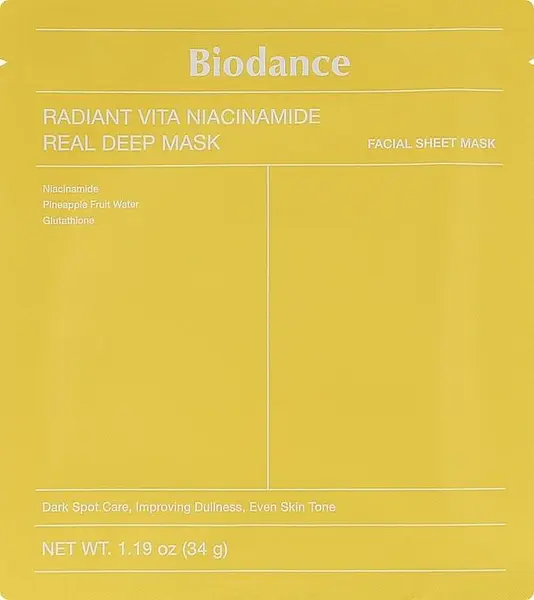 BiodanceMască facială pe foaie Radiant Vita Niacinamide Real Deep, 34 g