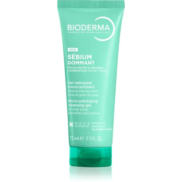 Bioderma Sébium Exfoliating Purifying Gel exfoliant de curățare pentru ten gras și mixt 75 ml