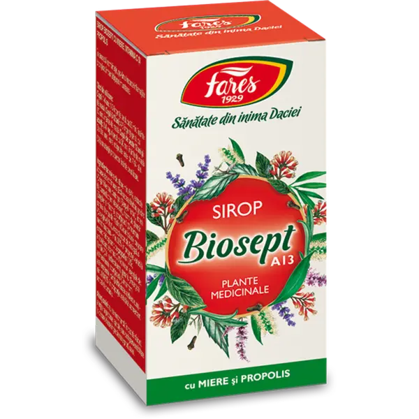 Biosept cu miere si propolis, A13, sirop, Fares | 100 ml