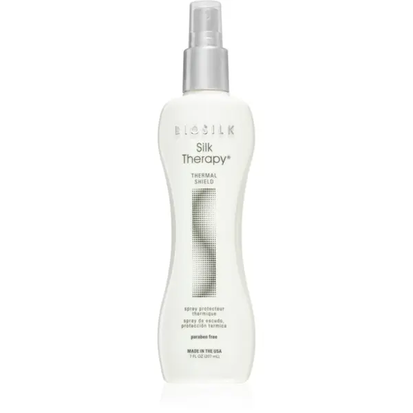 Biosilk Silk Therapy Thermal Shield spray cu protecție termică, pentru aranjarea cu placa și cu ondulatorul fara parabeni 207 ml