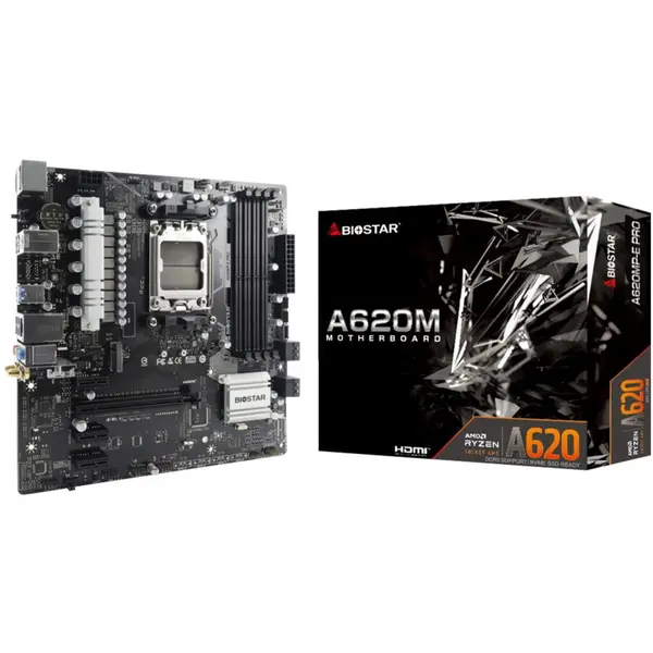Biostar Placa de baza Biostar A620MP-E PRO, mATX, Memorie suportata 128 GB DDR5, Socket AM5, PCIe 4.0
