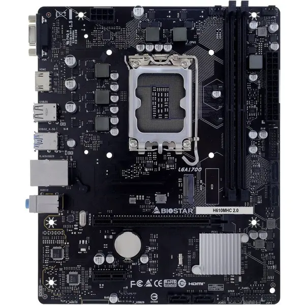 Biostar Placa de baza Biostar H610MHC 2.0, Intel H610, DDR4, socket 1700, Interfata PCI Express x16 4.0, mATX