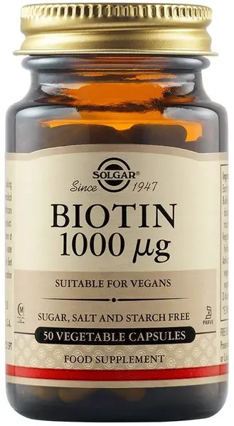 Biotin, 1000 mcg, 50 capsule vegetale, Solgar