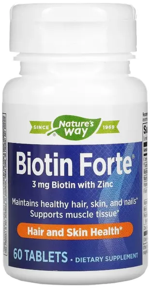 Biotin Forte, 3 mg, 60 tablete masticabile, Nature's Way