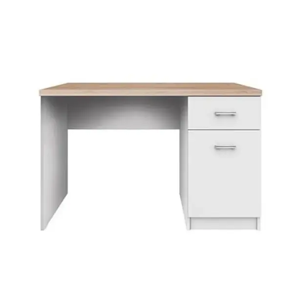Birou calculator cu usa si sertar Topty SB, Corp alb, blat sonoma,120x77x55 cm.