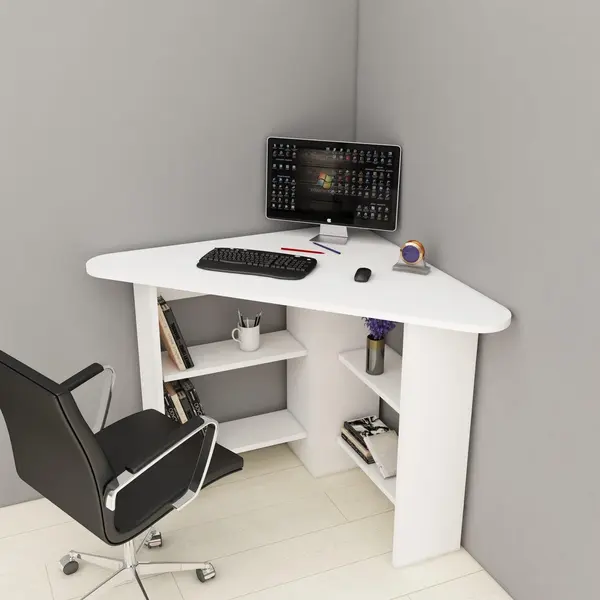 Birou Colt Bellingham cu Rafturi, Design Ergonomic, 80x74x80 cm