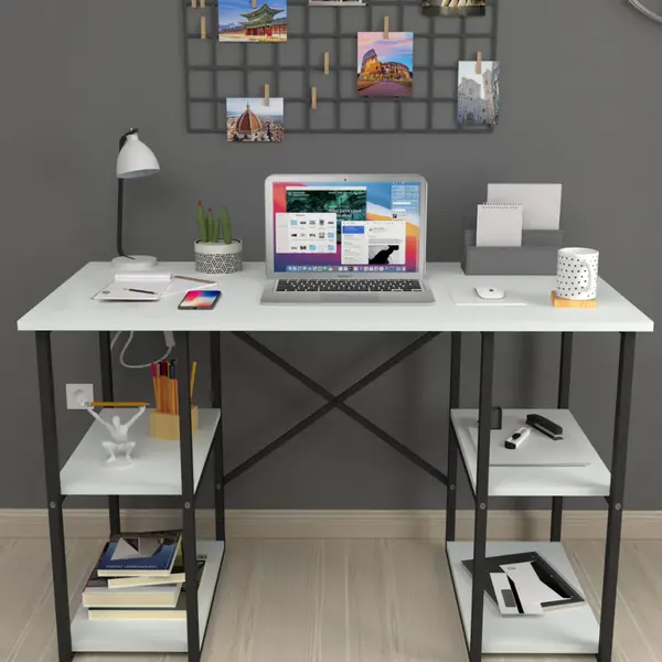 Birou cu 4 rafturi, masa pentru calculator, 120 x 60 x 73,8 cm