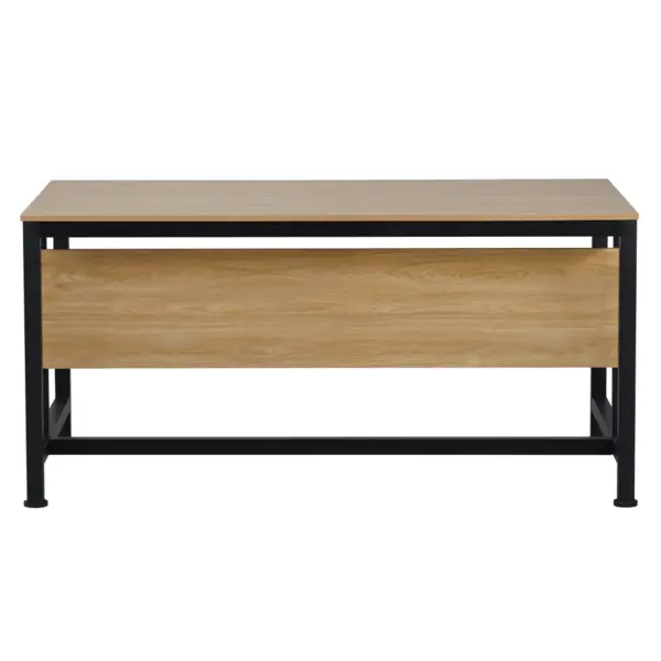 Birou cu blat MDF laminat stejar și picioare metalice negre 150x80x72 cm Birou cu blat MDF laminat stejar și picioare metalice negre 150x80x72 cm
