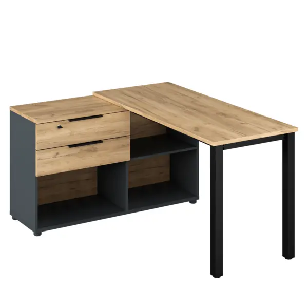 Birou de colț DTD laminat gri antracit/stejar artisan 140x120x76 cm Birou de colț DTD laminat gri antracit/stejar artisan 140x120x76 cm