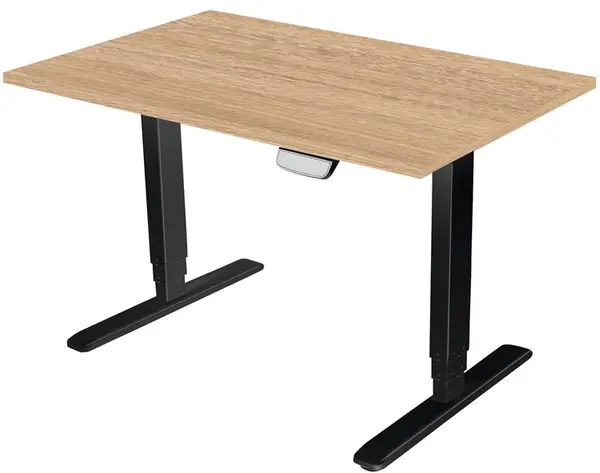 Birou electric ergonomic RFG - metal negru, top chihlimbar