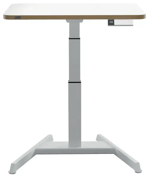 Birou ergonomic electric Leitz Ergo alb PAL si otel inaltime reglabila 80x60 cm Birou ergonomic electric Leitz Ergo alb PAL si otel inaltime reglabila 80x60 cm