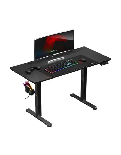 Birou gaming electric Huzaro Hero 8.2, Ecran LCD intuitiv, max 80 kg, Suport casti si pahar, Inaltime ajustabila 72-118 cm (Negru)