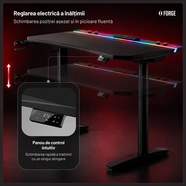 Birou gaming electric negru Diablo X-Forge 1600 Birou gaming electric negru Diablo X-Forge 1600