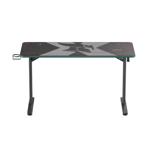 Birou gaming Serioux Aeter RGB, 1200x600x750mm, greutate suportata: 75 kg, banda LED RGB, mouse Pad inclus, suport casti, suport cana/pahar (Negru)