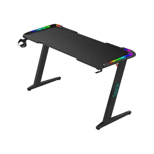 Birou gaming Spacer SPGD-RGB-140-01, MDF, RGB (Negru)