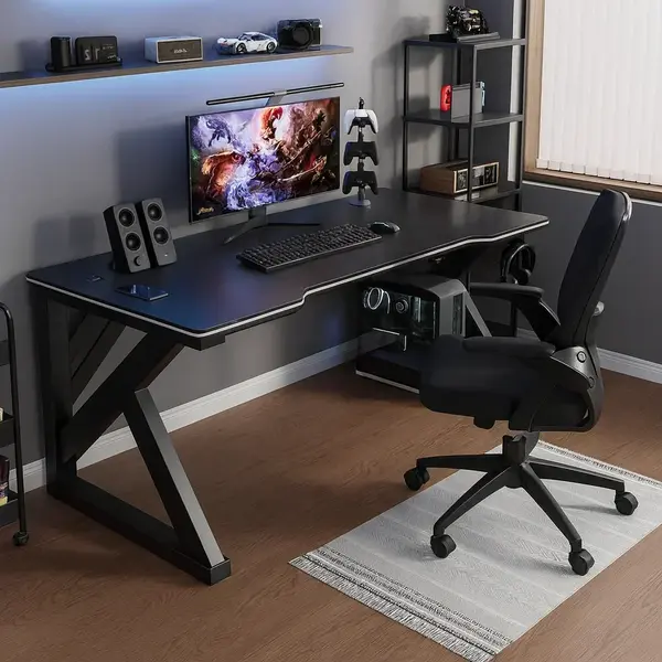 Birou gaming, structură metalică, design modern, 160 × 60 × 72 cm