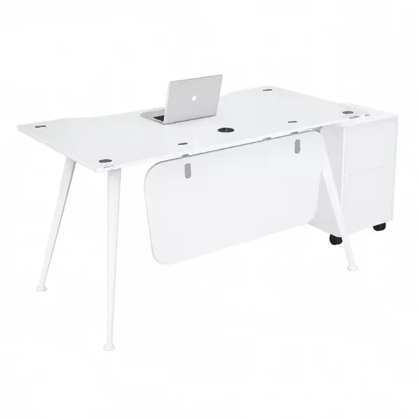 Birou Glassy cu blat din sticla si dulap lateral mobil - dimensiuni 1400*700*750 mm