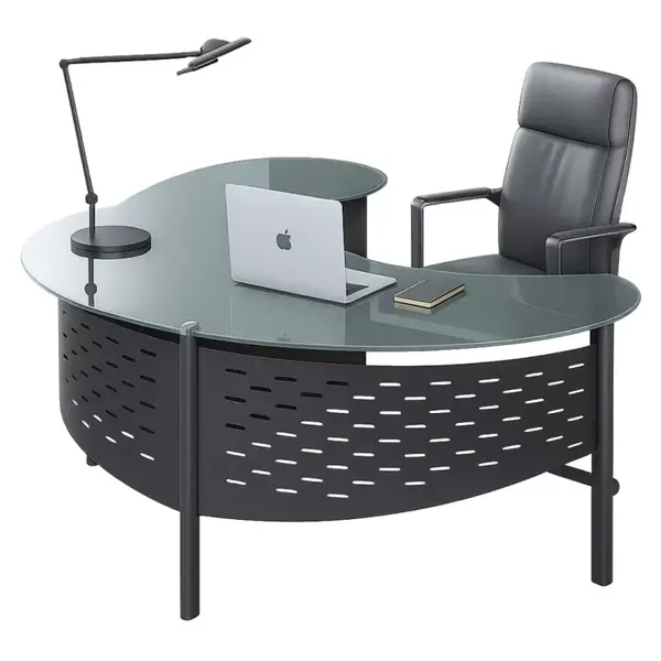Birou Managerial Novara cu blat din sticla temperata &ndash; dimensiuni 2000&times;1200&times;750 mm