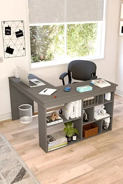 Birou modern cu rafturi laterale, PAL 18 mm, 120 x 40 x 73,5 cm